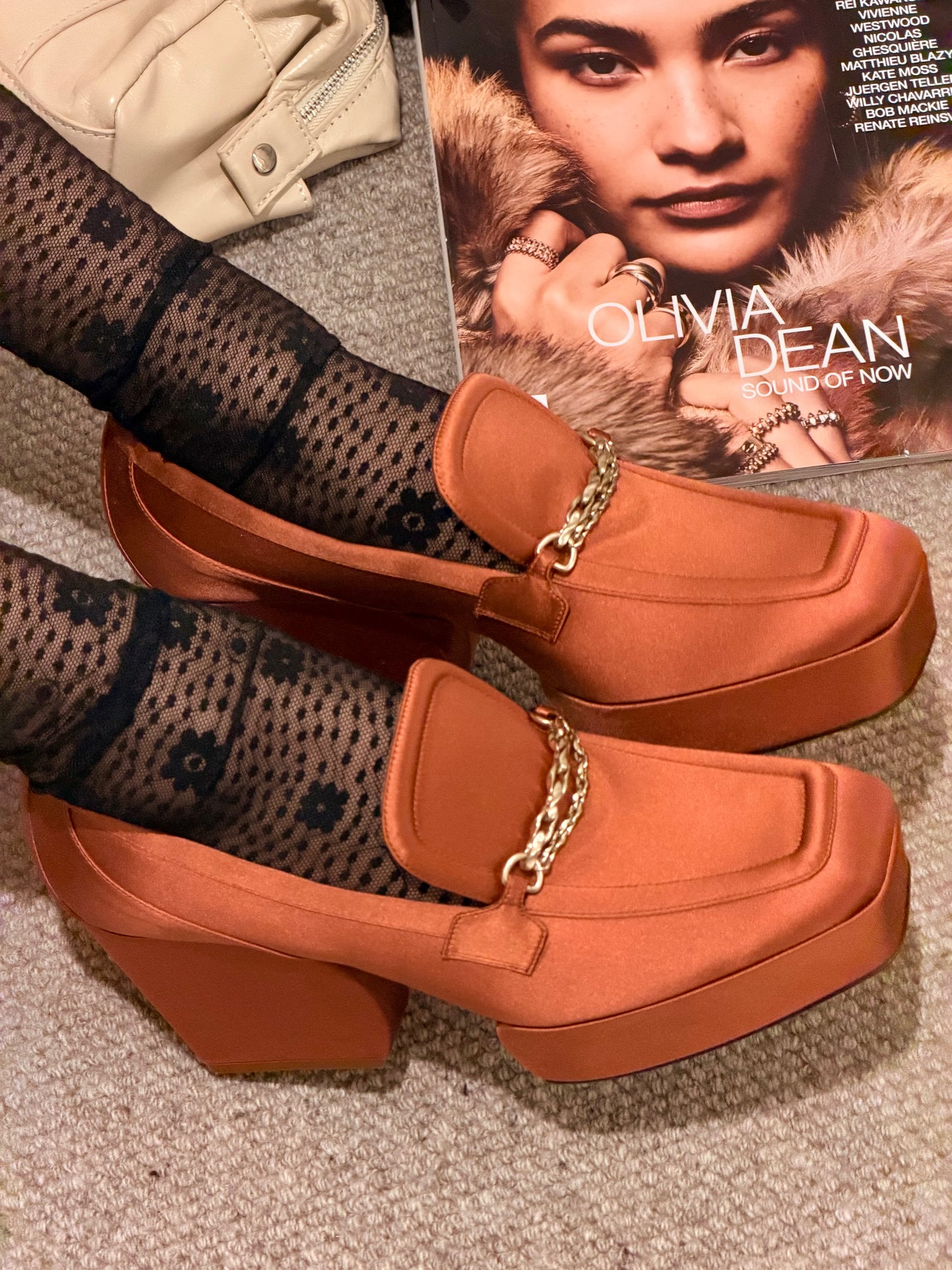 Zimmermann Chain-Embellished Satin Platform Loafers