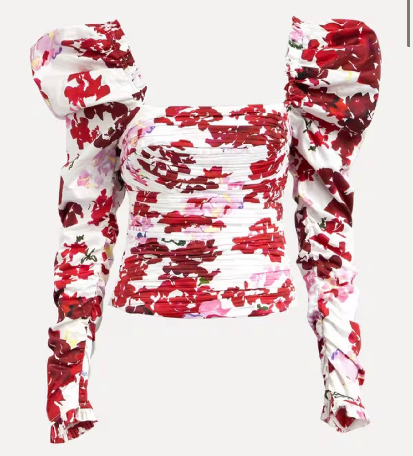 Aje Marlene Roses Long sleeve Ruched Top - Roses Of Provence
