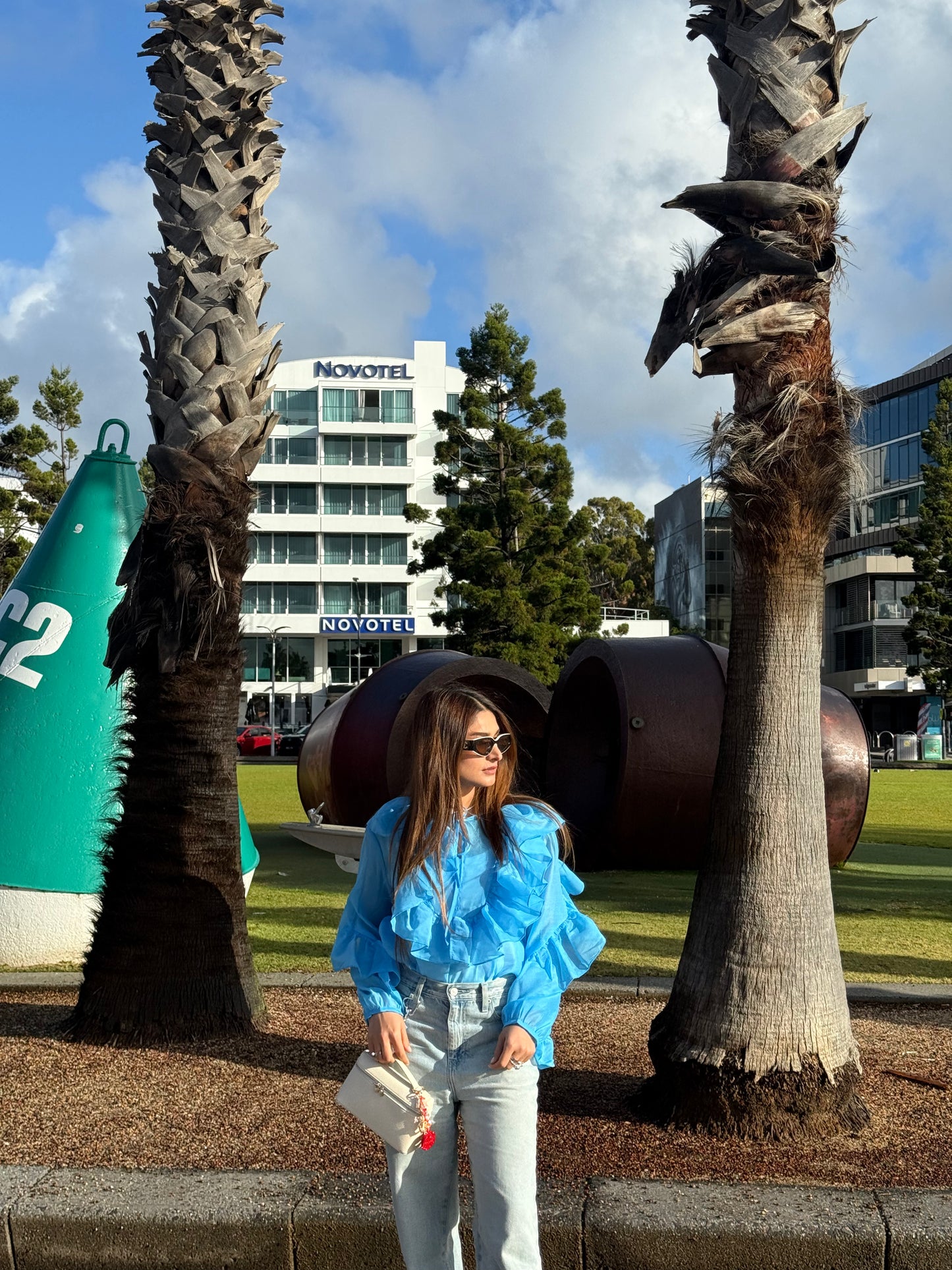 H&M Blue Round Neck Top