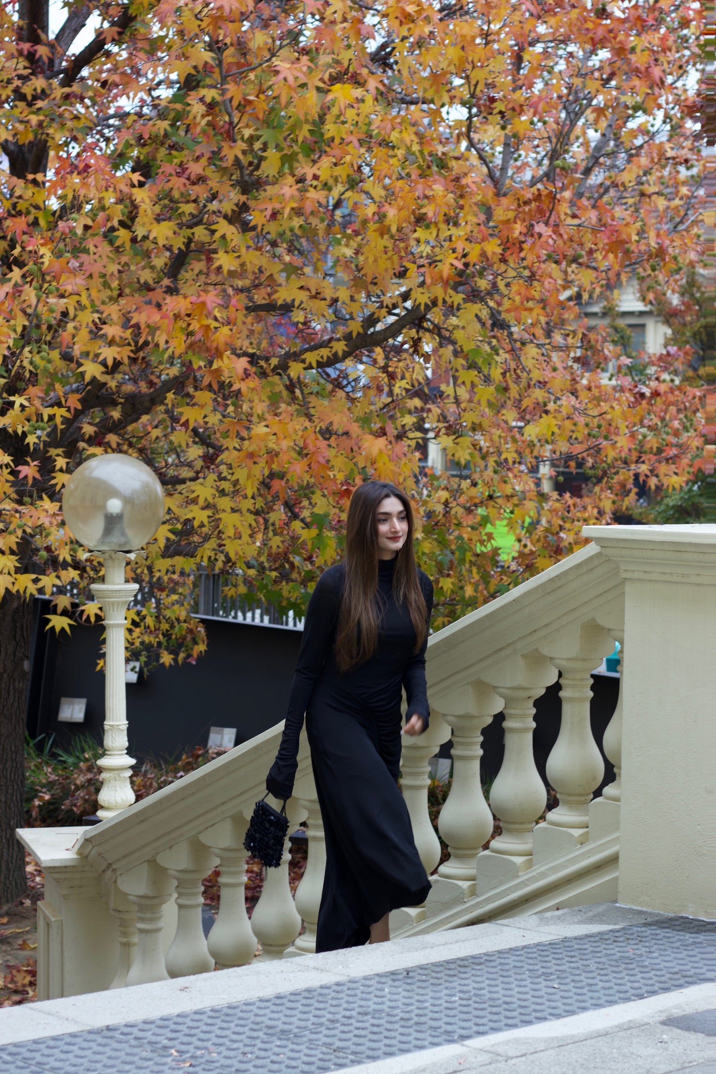 H&M Elegant Black Draped Maxi Dress