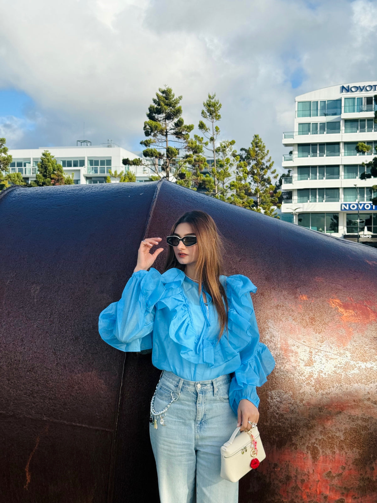 H&M Blue Round Neck Top