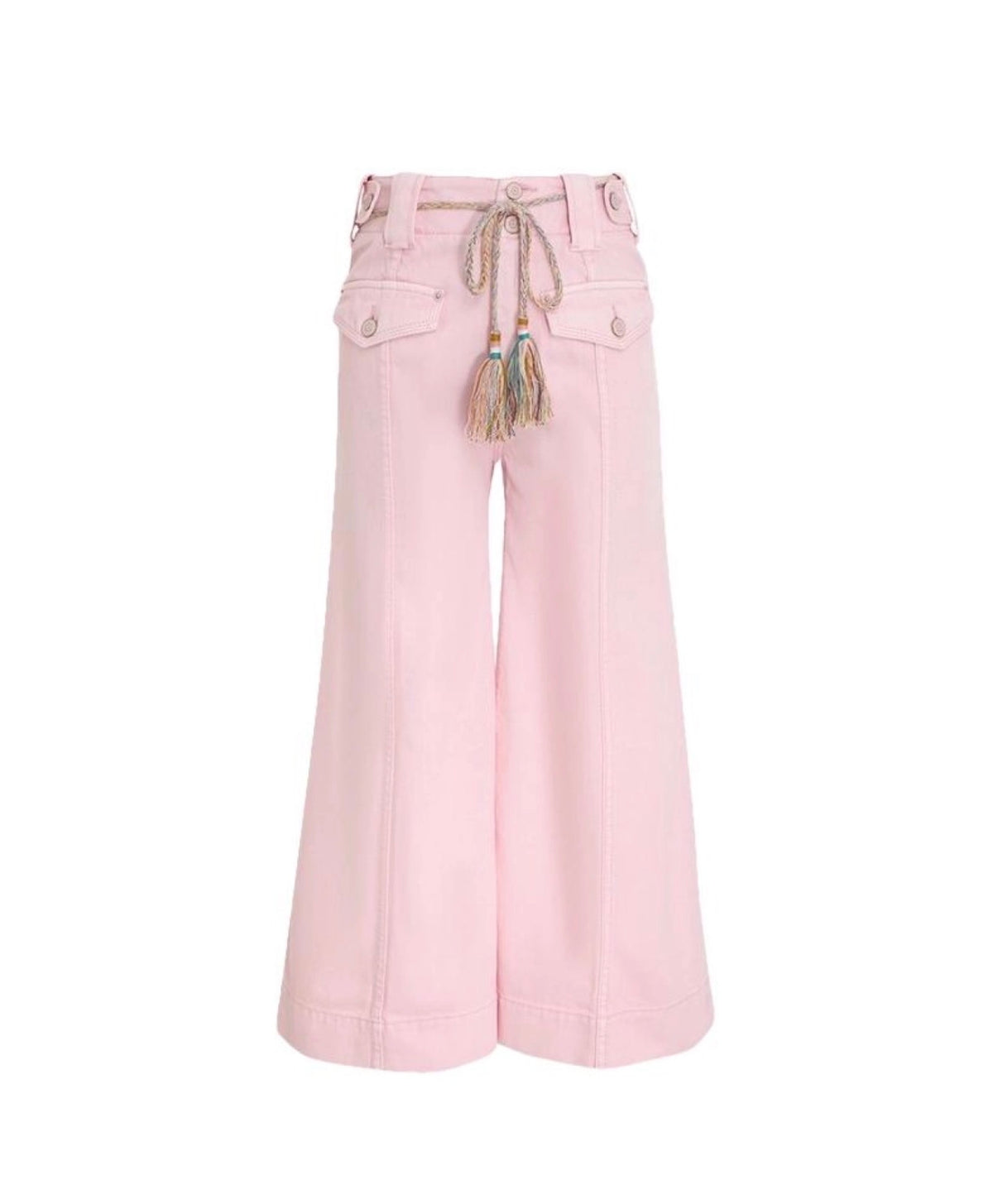 Zimmermann Pastel Pink Denim Blouse & Wide Leg Cropped Jeans Set