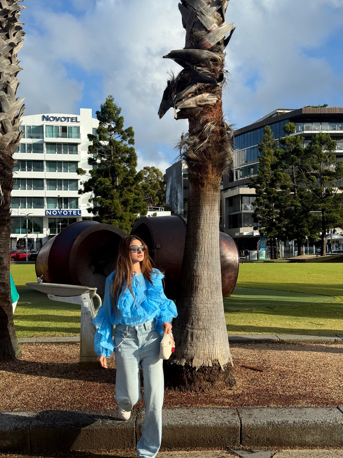 H&M Blue Round Neck Top