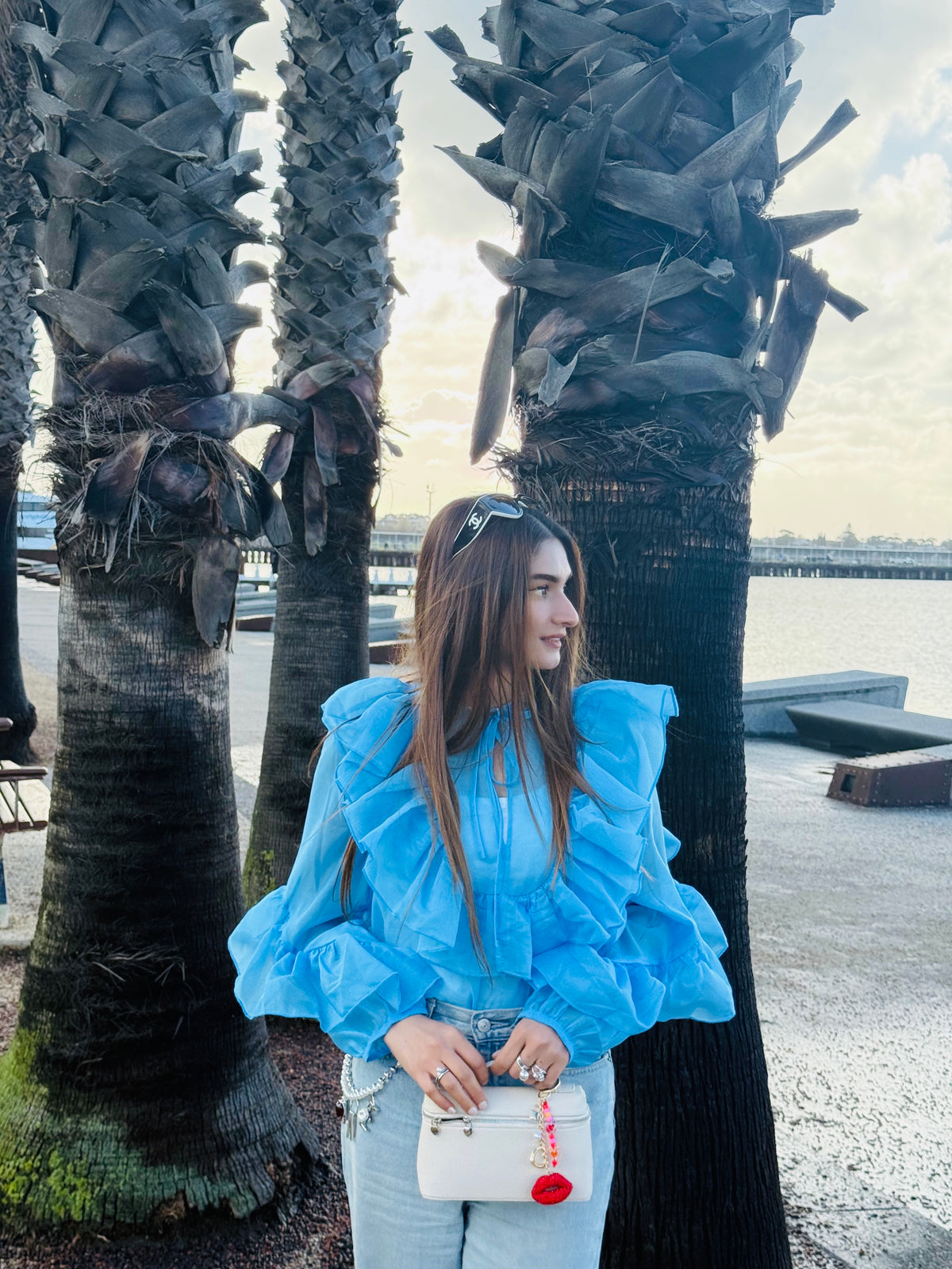 H&M Blue Round Neck Top