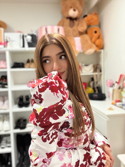 Aje Marlene Roses Long sleeve Ruched Top - Roses Of Provence