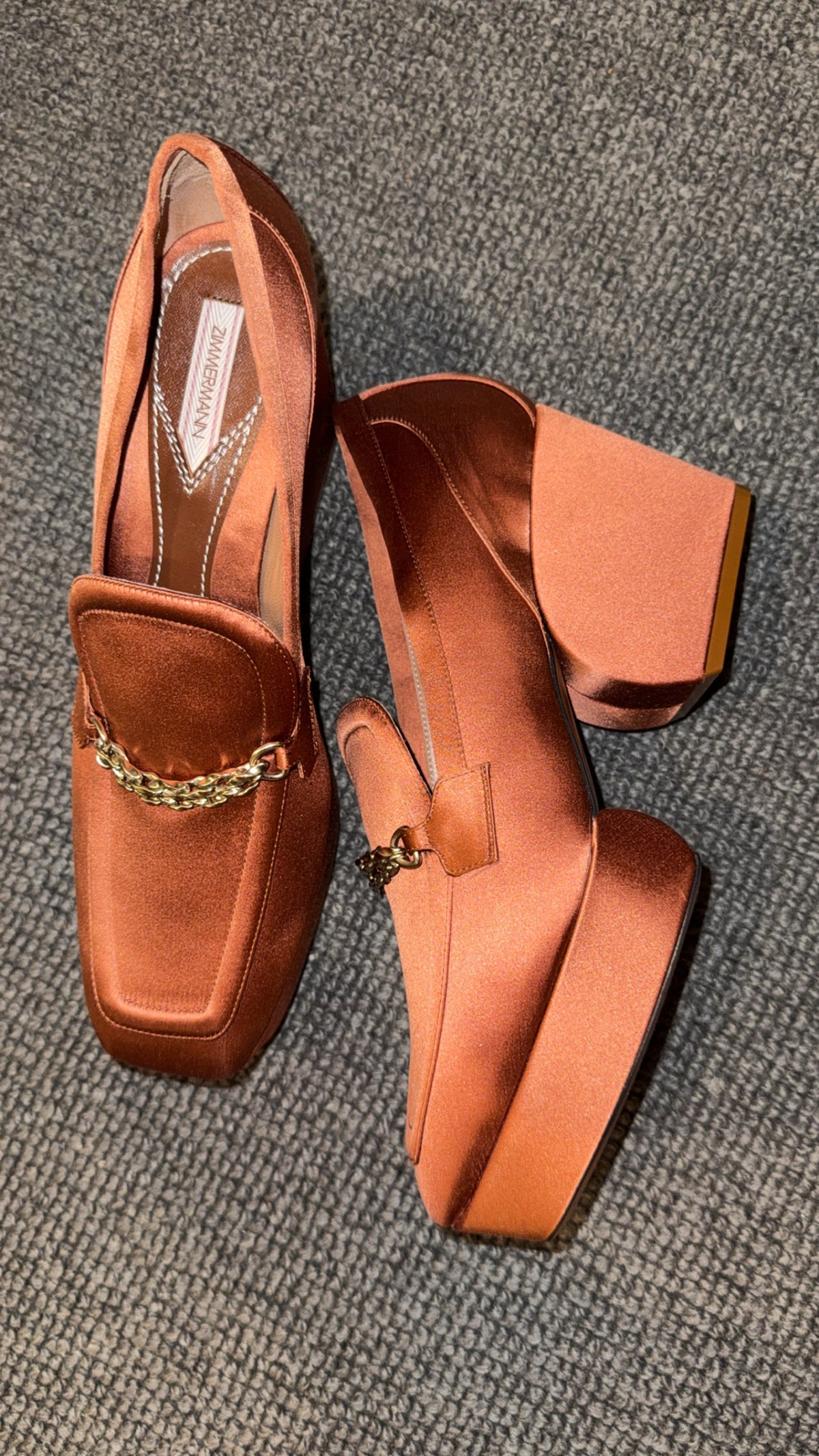Zimmermann Chain-Embellished Satin Platform Loafers