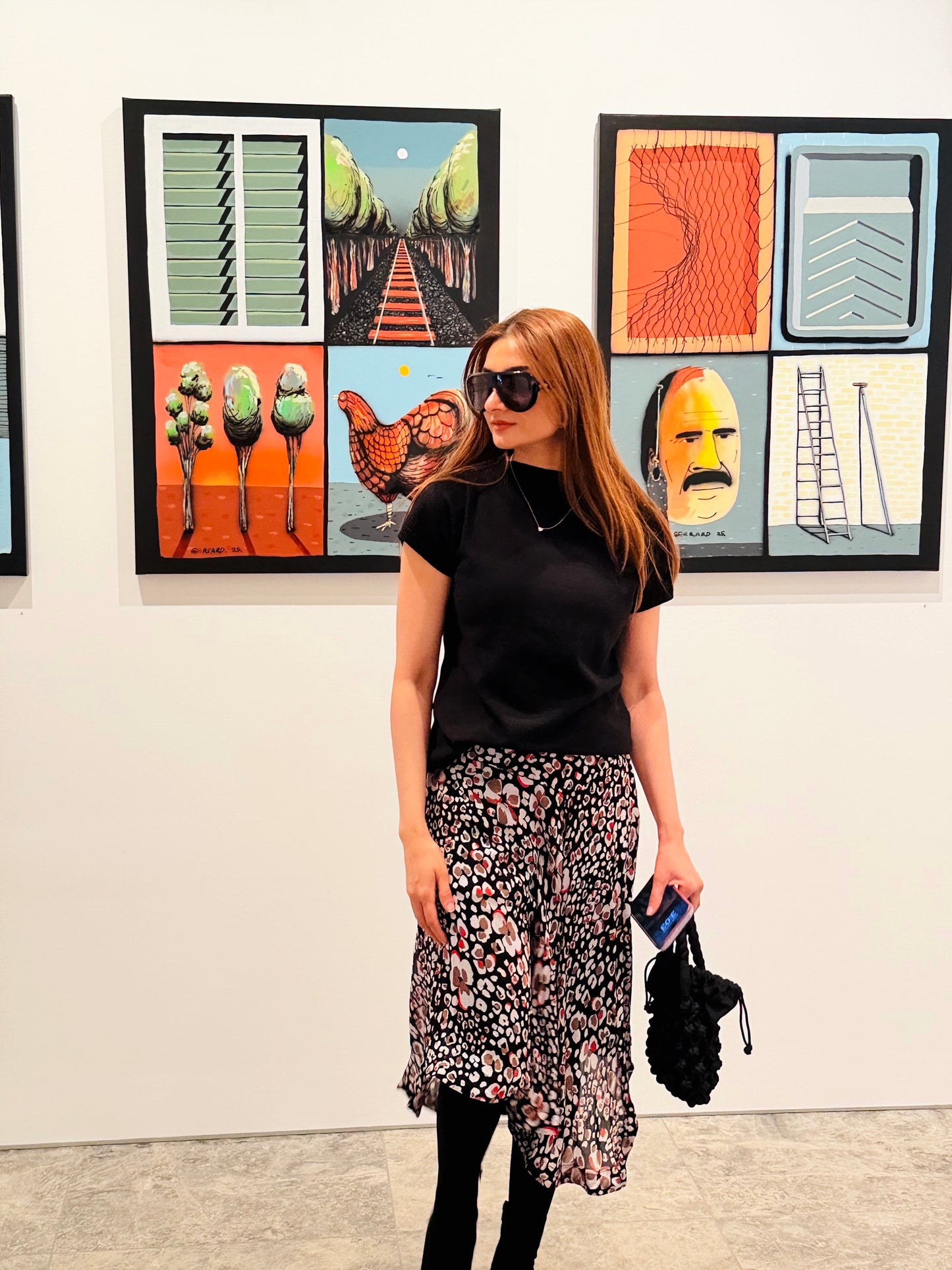 MARCS Black Floral Print Midi Skirt