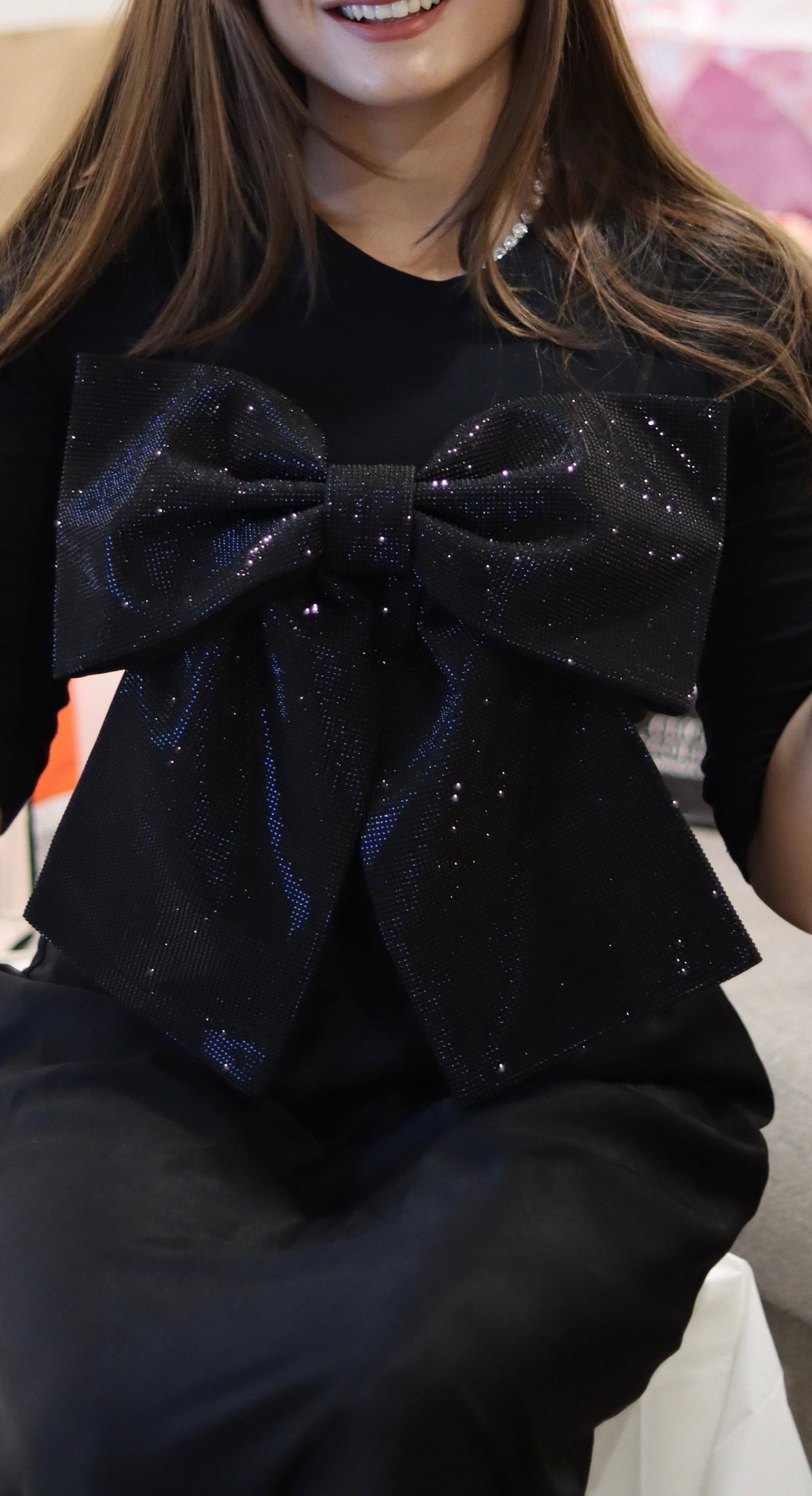 Rhinestone Bow Crop Top